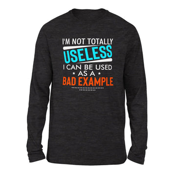 I'm Not Totally Useless, I Can Be Used As A Bad Example Men/Unisex Drop Shoulder Sweatshirt in Dark Grey Heather color